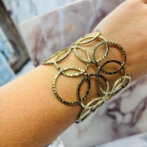 Gas Bijoux Hammered Gold Plated Olympie Circles Rings Cuff